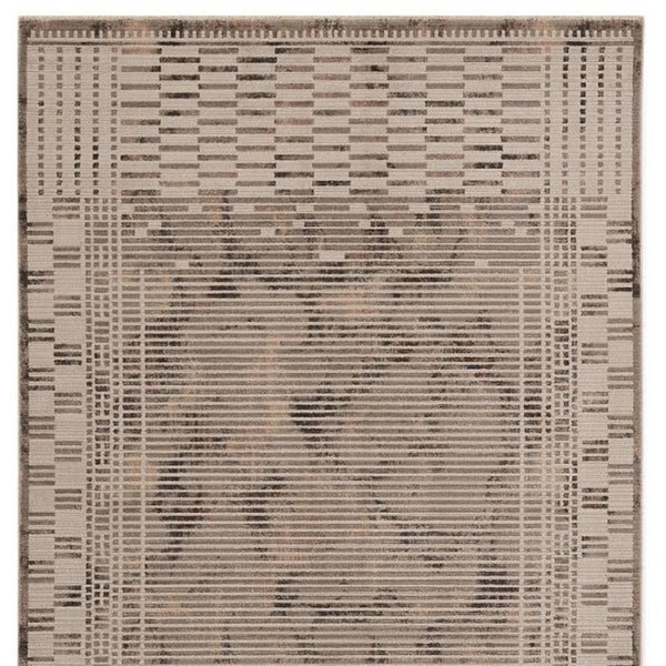 HomeRoots 4' Beige and Brown Abstract Area Rug – Modern Design for High-Traffic Spaces, Easy Care & Stylish Warmth 5' X 8' 374847