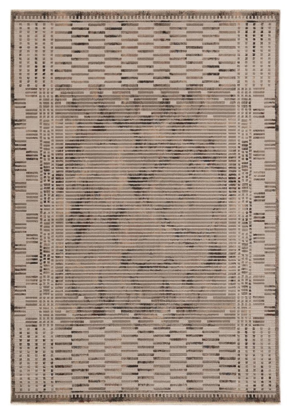 HomeRoots 4' Beige and Brown Abstract Area Rug – Modern Design for High-Traffic Spaces, Easy Care & Stylish Warmth 5' X 8' 374847