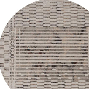 HomeRoots 8' Abstract Beige and Brown Area Rug – Modern Polyester Design for Sophisticated Living Spaces 8' Round 374850
