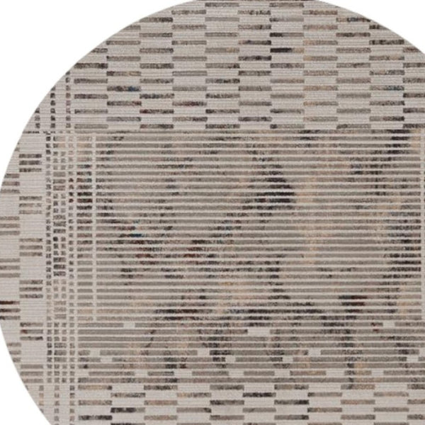 HomeRoots 8' Abstract Beige and Brown Area Rug – Modern Polyester Design for Sophisticated Living Spaces 8' Round 374850