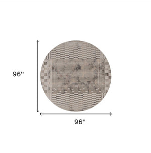 HomeRoots 8' Abstract Beige and Brown Area Rug – Modern Polyester Design for Sophisticated Living Spaces 8' Round 374850