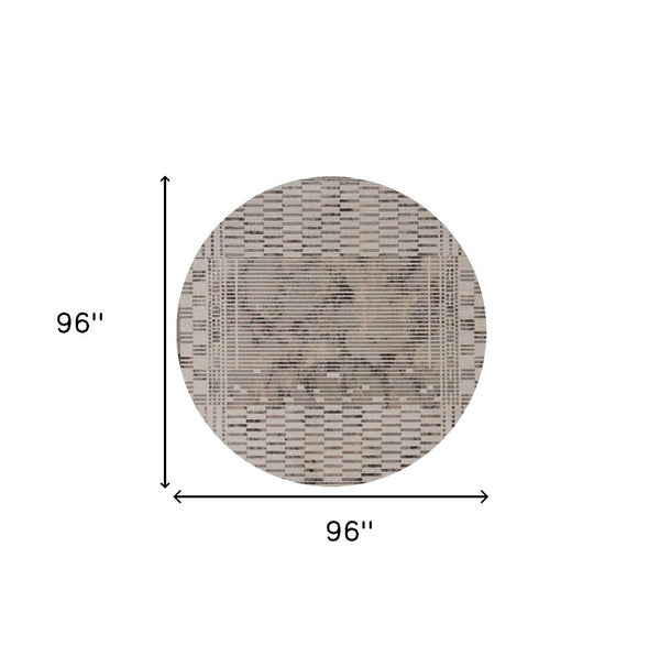 HomeRoots 8' Abstract Beige and Brown Area Rug – Modern Polyester Design for Sophisticated Living Spaces 8' Round 374850