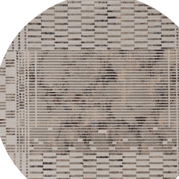 HomeRoots 8' Abstract Beige and Brown Area Rug – Modern Polyester Design for Sophisticated Living Spaces 8' Round 374850