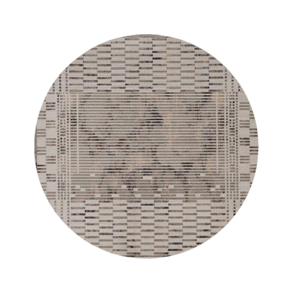 HomeRoots 8' Abstract Beige and Brown Area Rug – Modern Polyester Design for Sophisticated Living Spaces 8' Round 374850