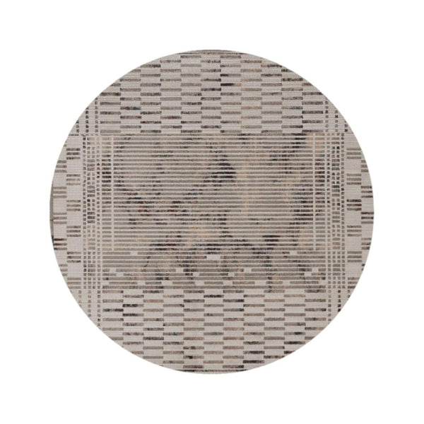 HomeRoots 8' Abstract Beige and Brown Area Rug – Modern Polyester Design for Sophisticated Living Spaces 8' Round 374850