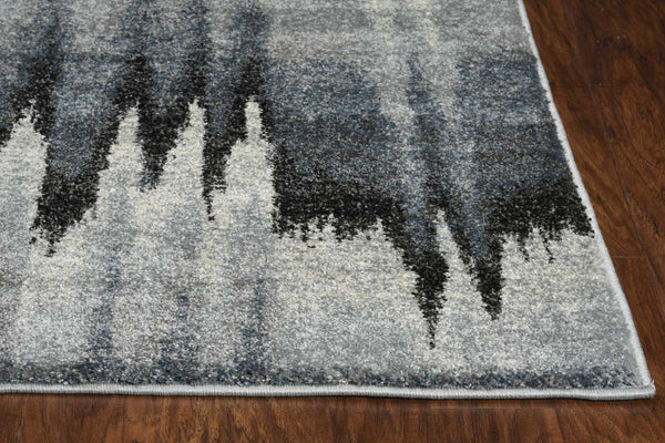 HomeRoots 3' Modern Abstract Area Rug in Ivory, Blue, and Gray – Durable, Stylish Comfort for Any Room 3' X 5' 374851