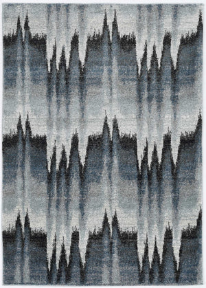 HomeRoots 3' Modern Abstract Area Rug in Ivory, Blue, and Gray – Durable, Stylish Comfort for Any Room 3' X 5' 374851