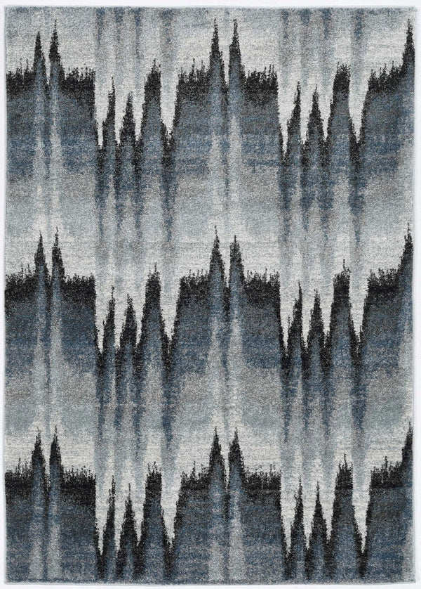 HomeRoots 3' Modern Abstract Area Rug in Ivory, Blue, and Gray – Durable, Stylish Comfort for Any Room 3' X 5' 374851