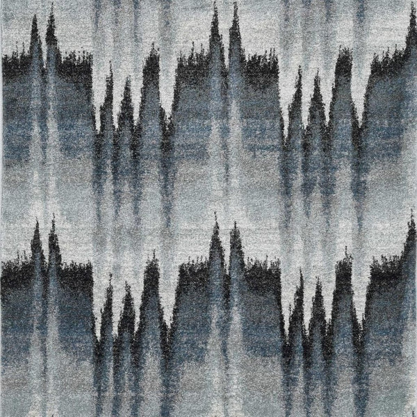 HomeRoots 3' Modern Abstract Area Rug in Ivory, Blue, and Gray – Durable, Stylish Comfort for Any Room 3' X 5' 374851