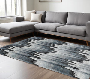 HomeRoots 8' Contemporary Ivory Blue Gray Abstract Area Rug - Stylish, Durable, Perfect for Modern Spaces 8' X 11' 374853