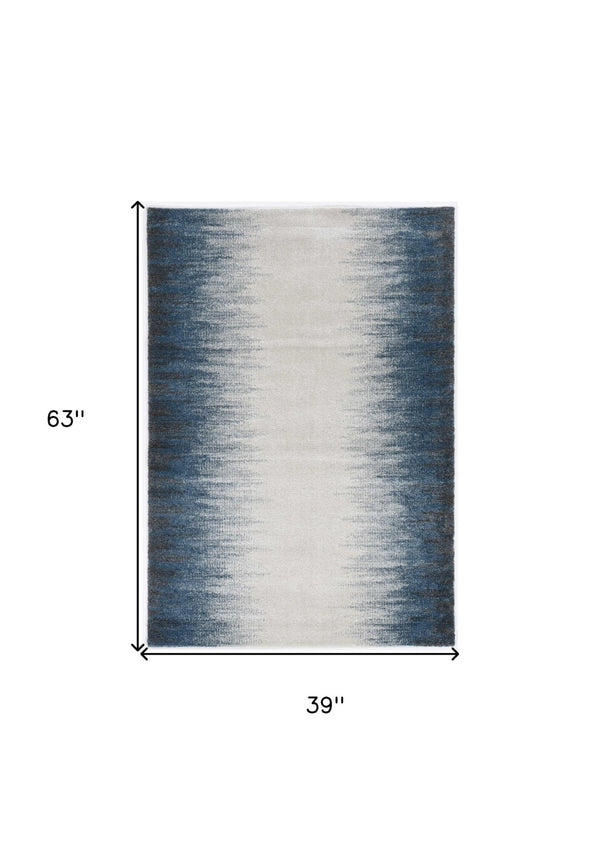 HomeRoots 3' Elegant Ivory and Blue Abstract Area Rug - Soft, Durable Design for Modern Living Spaces 3' X 5' 374854