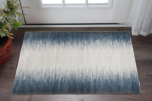 HomeRoots 3' Elegant Ivory and Blue Abstract Area Rug - Soft, Durable Design for Modern Living Spaces 3' X 5' 374854