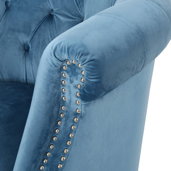 English Elm Christopher Knight Home® - CLUB Velvet Accent Chair with Kiln-Dried Legs — Plush Mid-Century Design, Compact Luxurious Seating Aqua 33.25 L x 29.75 W x 25 H 59259.00NVLTAQU