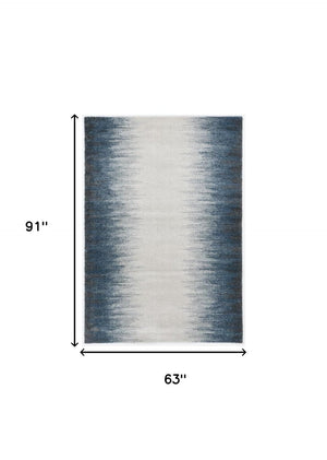 HomeRoots 3' Elegant Ivory and Blue Abstract Area Rug - Soft, Durable Design for Modern Living Spaces 5' X 8' 374855