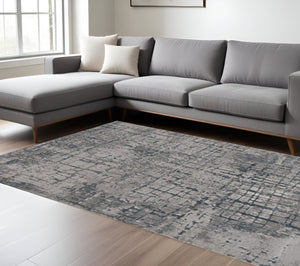 HomeRoots 10' X 13' Abstract Area Rug in Ivory - Modern Design, Durable & Stylish for Any Room Decor Gray 374862