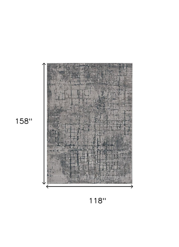 HomeRoots 10' X 13' Abstract Area Rug in Ivory - Modern Design, Durable & Stylish for Any Room Decor Gray 374862