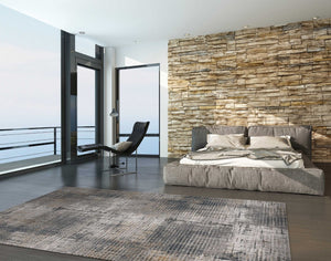 HomeRoots 8' Ivory and Gray Abstract Area Rug - Modern Elegance for Living Spaces, Durable, Easy Care, Plush Comfort 8' X 11' 374873