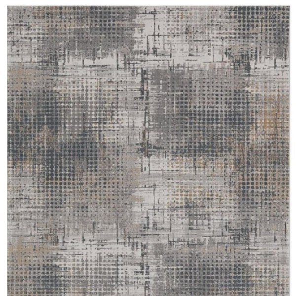 HomeRoots 8' Ivory and Gray Abstract Area Rug - Modern Elegance for Living Spaces, Durable, Easy Care, Plush Comfort 8' X 11' 374873