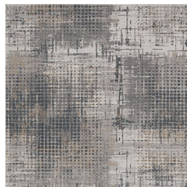 HomeRoots 8' Ivory and Gray Abstract Area Rug - Modern Elegance for Living Spaces, Durable, Easy Care, Plush Comfort 8' X 11' 374873