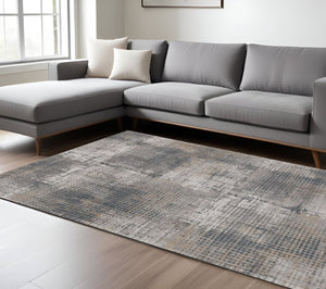 HomeRoots 8' Ivory and Gray Abstract Area Rug - Modern Elegance for Living Spaces, Durable, Easy Care, Plush Comfort 8' X 11' 374873