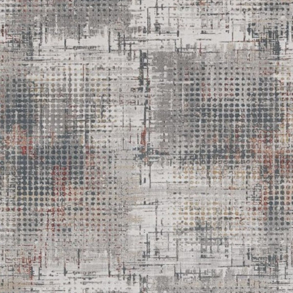 HomeRoots 8' Abstract Area Rug in Ivory, Gray & Gold – Elegant Design for Modern Living Spaces, Durable & Soft 8' X 11' 374879