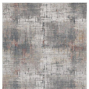 HomeRoots 8' Abstract Area Rug in Ivory, Gray & Gold – Elegant Design for Modern Living Spaces, Durable & Soft 8' X 11' 374879