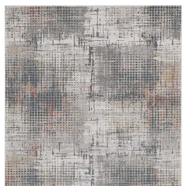 HomeRoots 8' Abstract Area Rug in Ivory, Gray & Gold – Elegant Design for Modern Living Spaces, Durable & Soft 8' X 11' 374879