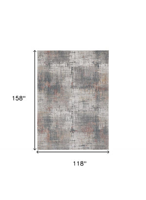 HomeRoots 10' Modern Abstract Ivory Gray and Gold Area Rug – Elegant, Soft, Durable, and Easy to Maintain 10' X 13' 374880