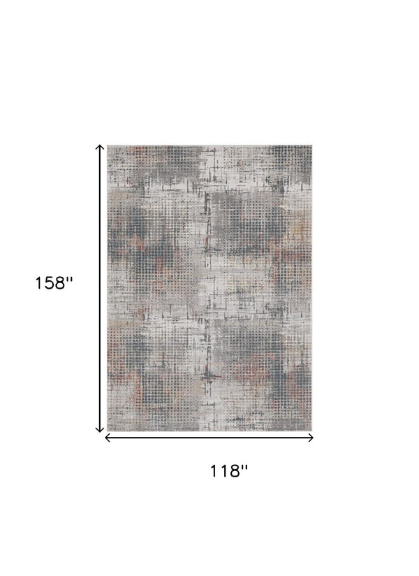 HomeRoots 10' Modern Abstract Ivory Gray and Gold Area Rug – Elegant, Soft, Durable, and Easy to Maintain 10' X 13' 374880