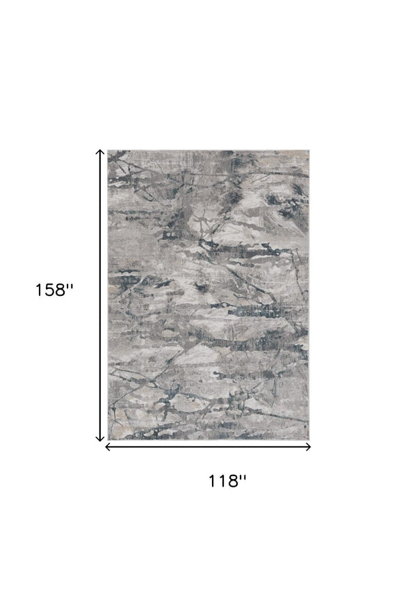 HomeRoots 10' Contemporary Gray and Beige Abstract Area Rug - Stylish, Durable, and Perfect for Large Spaces 10" x 13" 374892