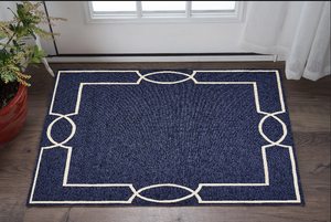 Homeroots 3' X 5' Ocean Hand Hooked Area Rug  Polypropylene 374938