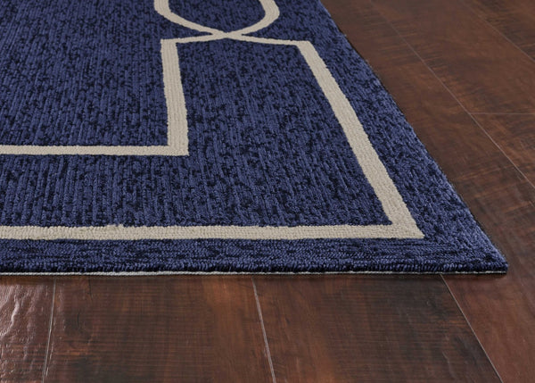 HomeRoots 7' Blue and Ivory Geometric Handmade Area Rug for Indoor and Outdoor Spaces, Durable & Stylish 5' X 7' Rectangle 374939