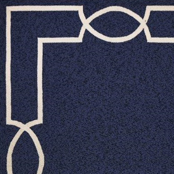 HomeRoots 7' Blue and Ivory Geometric Handmade Area Rug for Indoor and Outdoor Spaces, Durable & Stylish 5' X 7' Rectangle 374939