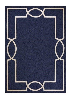 HomeRoots 7' Blue and Ivory Geometric Handmade Area Rug for Indoor and Outdoor Spaces, Durable & Stylish 5' X 7' Rectangle 374939