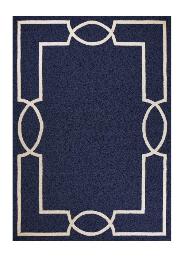 HomeRoots 7' Blue and Ivory Geometric Handmade Area Rug for Indoor and Outdoor Spaces, Durable & Stylish 5' X 7' Rectangle 374939