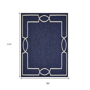 HomeRoots 7' Handcrafted Blue and Ivory Geometric Area Rug - Perfect Focal Point for Modern Living Spaces 7' X 10' 374940
