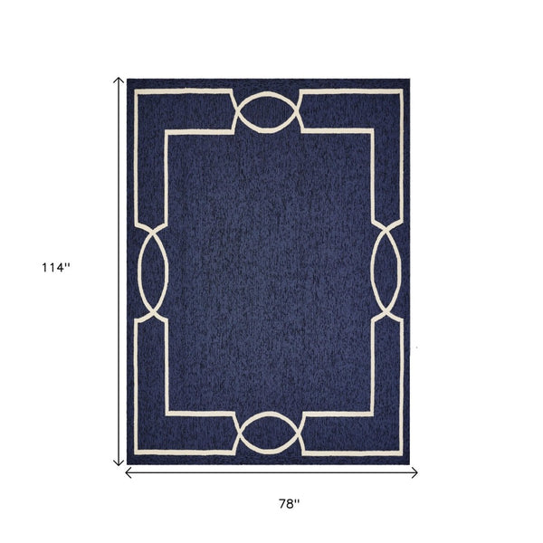 HomeRoots 7' Handcrafted Blue and Ivory Geometric Area Rug - Perfect Focal Point for Modern Living Spaces 7' X 10' 374940