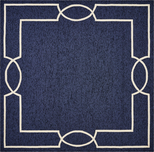 Homeroots 7' X 10' Navy And Ivory Geometric Hand Hooked Area Rug  Polypropylene 374940