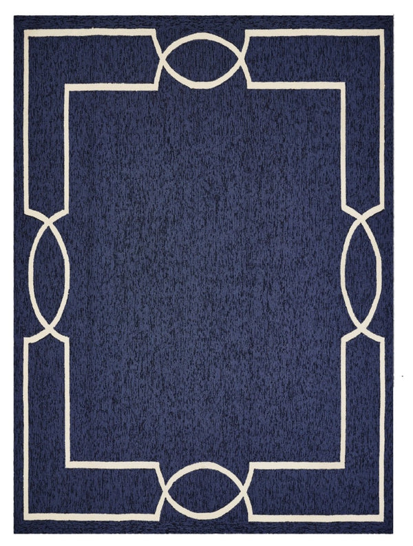 HomeRoots 7' Handcrafted Blue and Ivory Geometric Area Rug - Perfect Focal Point for Modern Living Spaces 7' X 10' 374940
