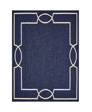 HomeRoots 8' Hand-Hooked Blue and Ivory Geometric Area Rug - Stylish, Durable Design for Modern Spaces 8' X 11' 374941