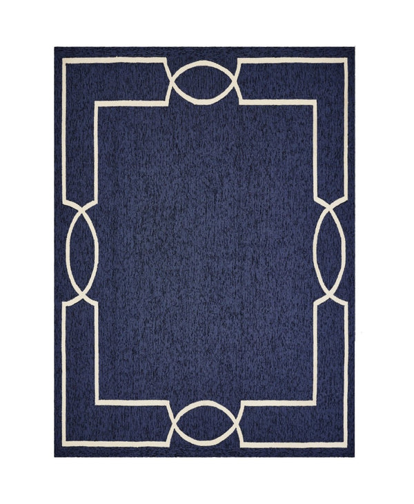 HomeRoots 8' Hand-Hooked Blue and Ivory Geometric Area Rug - Stylish, Durable Design for Modern Spaces 8' X 11' 374941