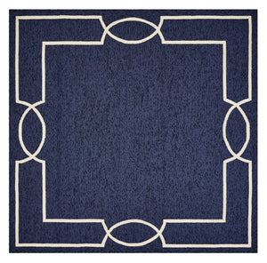Homeroots 8' X 11' Navy And Ivory Geometric Hand Hooked Area Rug  Polypropylene 374941