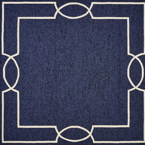 HomeRoots 8' Hand-Hooked Blue and Ivory Geometric Area Rug - Stylish, Durable Design for Modern Spaces 8' X 11' 374941