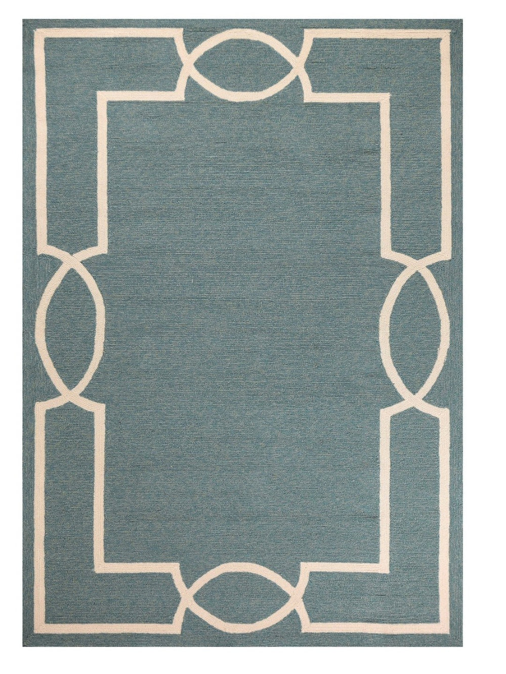 HomeRoots 7' Sky Blue and Ivory Geometric Handmade Area Rug for Indoor and Outdoor Spaces – Stylish & Durable 3' X 5' Rectangle 374943
