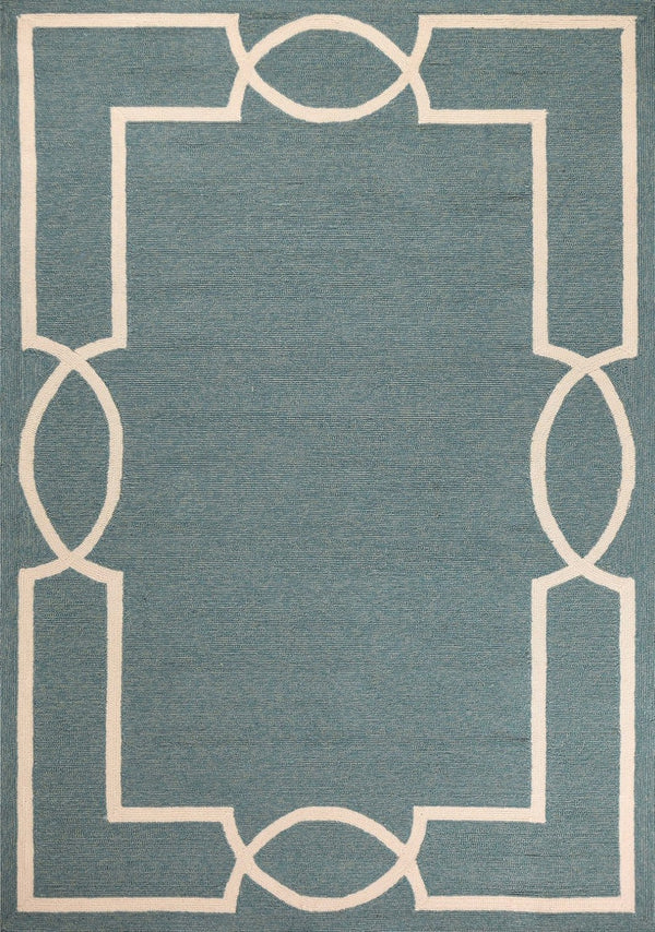 HomeRoots 7' Sky Blue and Ivory Geometric Handmade Area Rug for Indoor and Outdoor Spaces – Stylish & Durable 3' X 5' Rectangle 374943