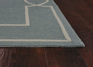 HomeRoots 7' Sky Blue and Ivory Geometric Handmade Area Rug for Indoor and Outdoor Spaces – Stylish & Durable 3' X 5' Rectangle 374943