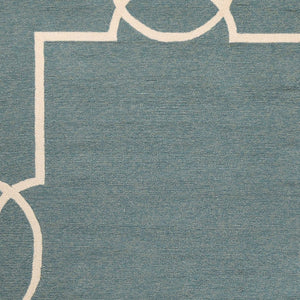 HomeRoots 7' Sky Blue and Ivory Geometric Handmade Area Rug for Indoor and Outdoor Spaces – Stylish & Durable 3' X 5' Rectangle 374943