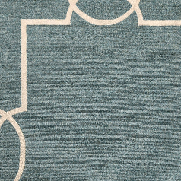 HomeRoots 7' Sky Blue and Ivory Geometric Handmade Area Rug for Indoor and Outdoor Spaces – Stylish & Durable 3' X 5' Rectangle 374943