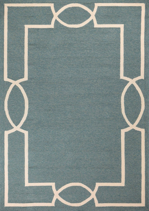 HomeRoots 7' Sky Blue and Ivory Geometric Handmade Area Rug for Indoor and Outdoor Spaces – Stylish & Durable 3' X 5' Rectangle 374943