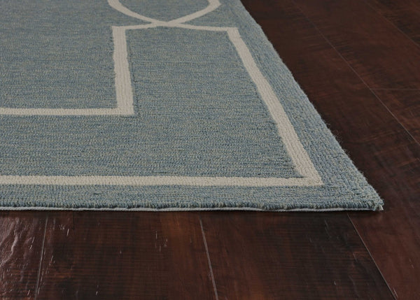 HomeRoots 7' Sky Blue and Ivory Geometric Handmade Area Rug for Indoor and Outdoor Spaces – Stylish & Durable 5' x 7' 374944